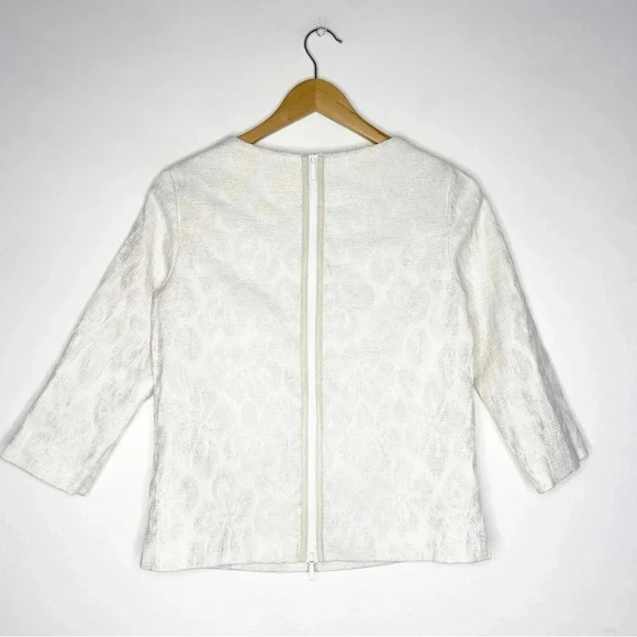 Lafayette 148 White Zipper Back Blouse Size 2 - Picture 3 of 6